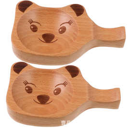 创意卡通日式蘸料碟实木筷子托碟家用酒店调味碟筷托饺子蘸料碟子