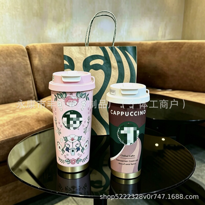 Starbucks-Style Spring Flower Coffee Cup, New 316 Stainless Steel Thermos Cup, High Aesthetic Value, Portable with Straw for Dual Drinking Starbucks-Style Spring Flower Coffee Cup, New 316 Stainless Steel Thermos Cup, High Aesthetic Value, Portable with Straw for Dual Drinking