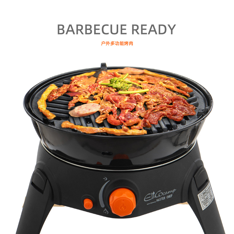 Estufa de gas multifuncional para exteriores CLS Estufa de barbacoa para acampar Juego de 6 piezas Equipo de picnic plegable Estufa para hacer té