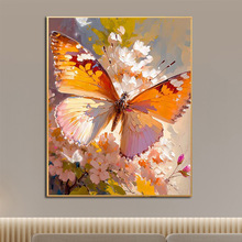 蝴蝶diy数字油画填充治愈系列花卉手工填色涂鸦丙烯油彩装饰挂画