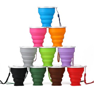 Classic silicone folding cup outdoor portable silicone telescopic cup travel portable folding cup multi-color optional