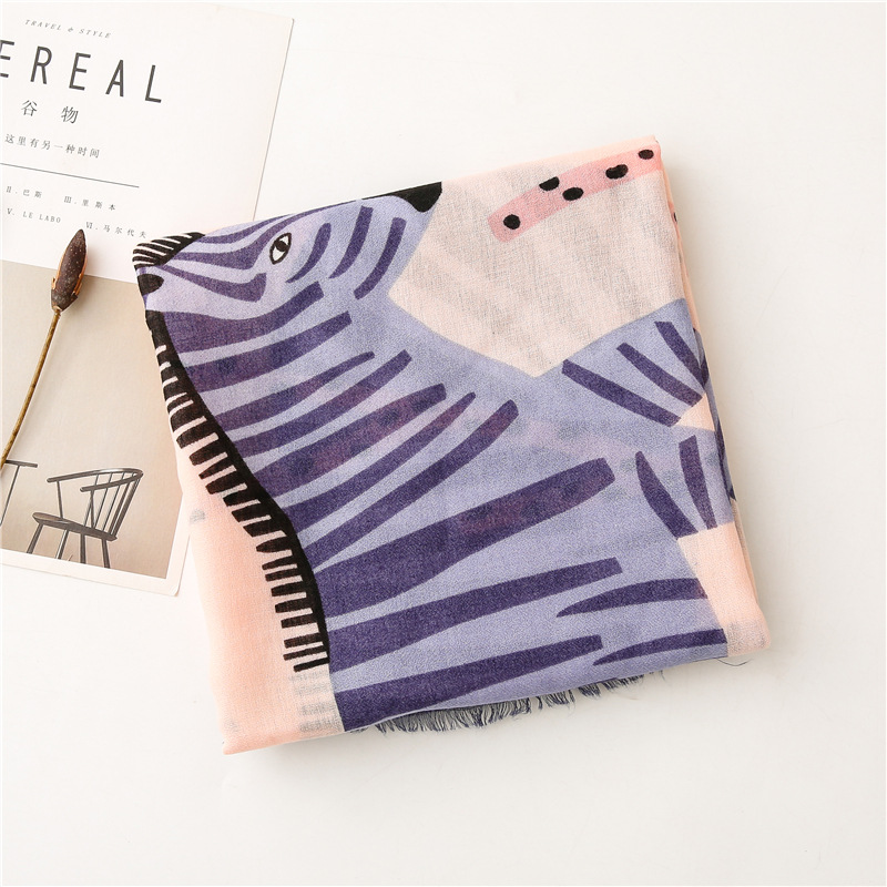 Korean Fashion Style Hand-painted Zebra Scarf display picture 9