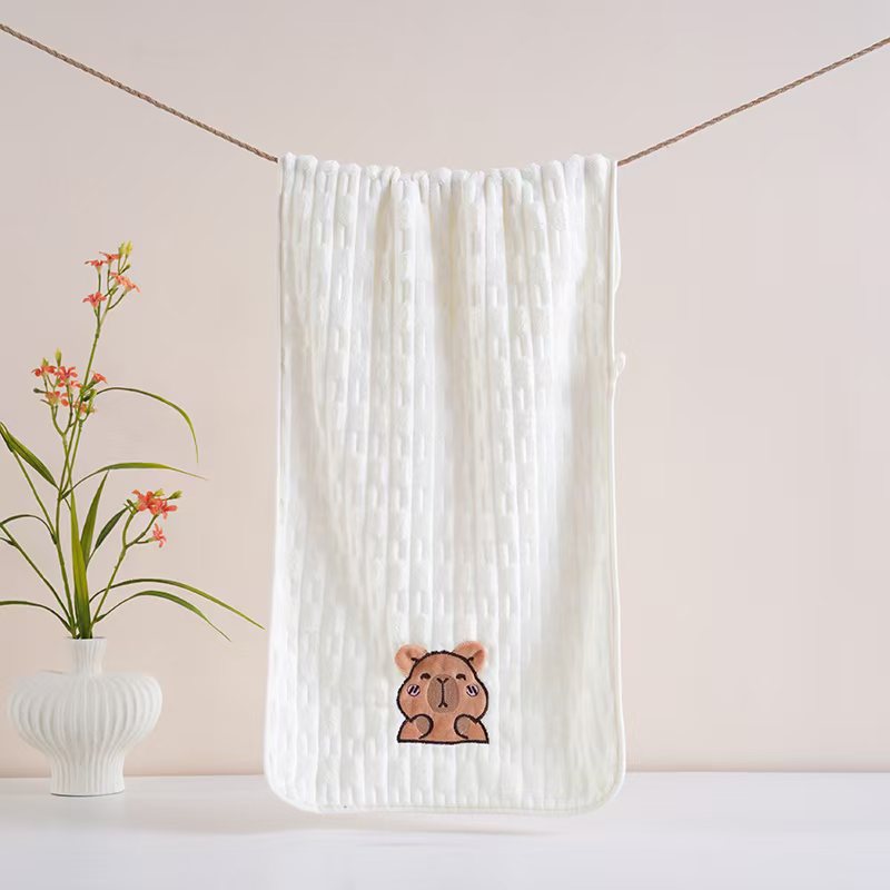 Bamboo Fiber Capybara For Home Use, Face Washing, Hair Drying, Absorbent Water Towel, Cute Soft Coral Fleece Towel_voghion.com