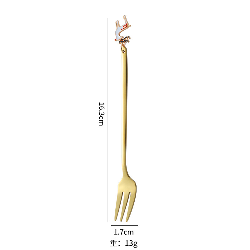 Juego de cuchara de acero inoxidable de Navidad de dibujos animados Cuchara pequeña linda de alto valor Cuchara de postre dorado Cuchara para mezclar café