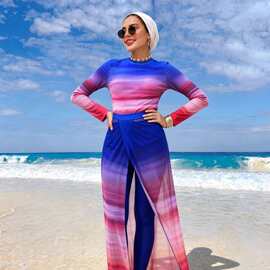 厂家货源印花长袖全包布基尼Burkini 防晒潜水服欧美跨境泳装批发