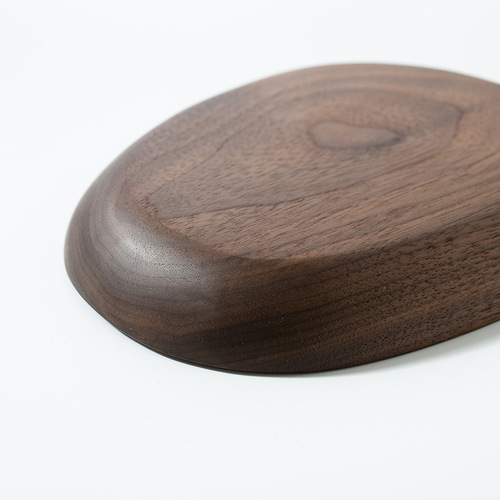 Black walnut tea tray solid wood round fruit tray dinner plate wooden tray solid wood new Chinese style personalized wooden tray