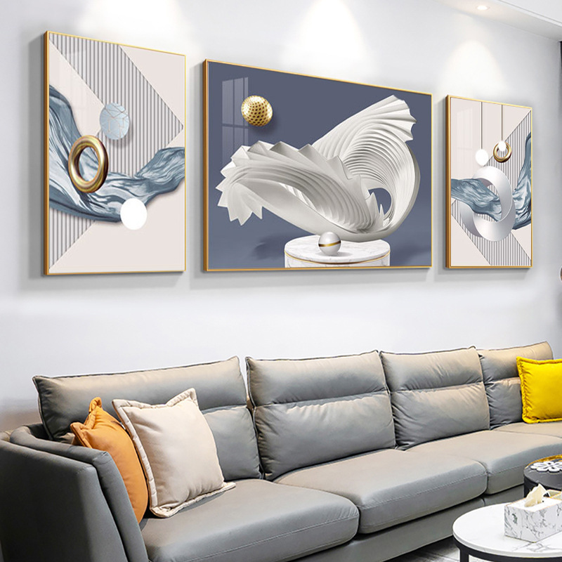 Light Luxury Crystal Porcelain Painting Living Room Decorative Painting Modern Simple Sofa Background Wall Hanging Painting Triptych Nordic Wall Painting Mural Light Luxury Crystal Porcelain Painting Living Room Decorative Painting Modern Simple Sofa Background Wall Hanging Painting Triptych Nordic Wall Painting Mural