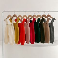 Ins風赤ちゃん秋服ニットバックルパンツ韓国版乳幼児連体服男女赤ちゃん洋気ニットパンツ