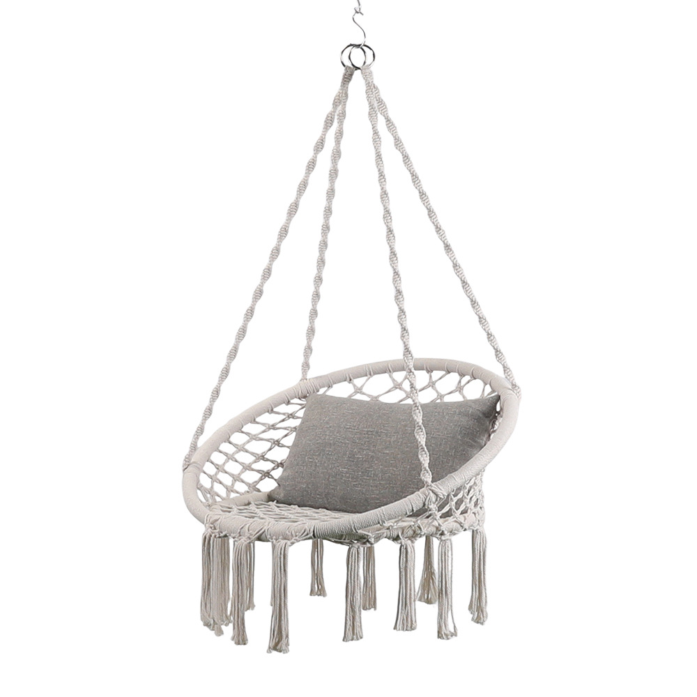 Ins estilo nórdico casa de familia, canasta colgante, balcón, cuerda de algodón, silla colgante, cuna, columpio, silla de hamaca, silla colgante de columpio con borlas para interiores
