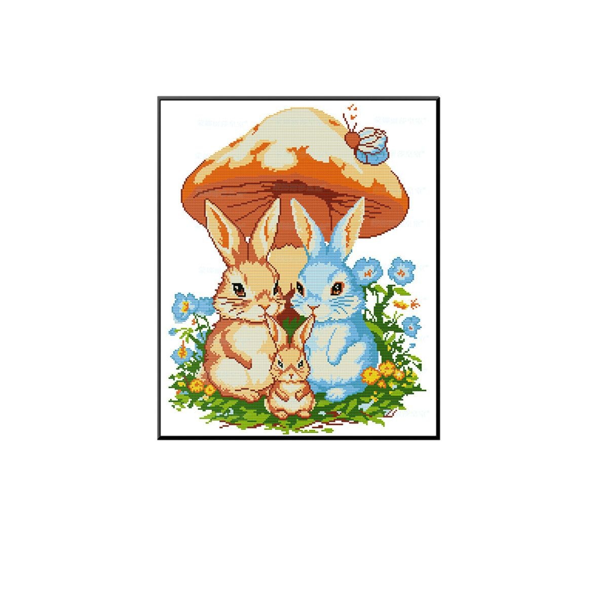 Estilo transfronterizo Mona Lisa Royal Cross Stitch Rabbit Family Dormitorio Estilo cálido Punto de cruz Bordado a mano image 5