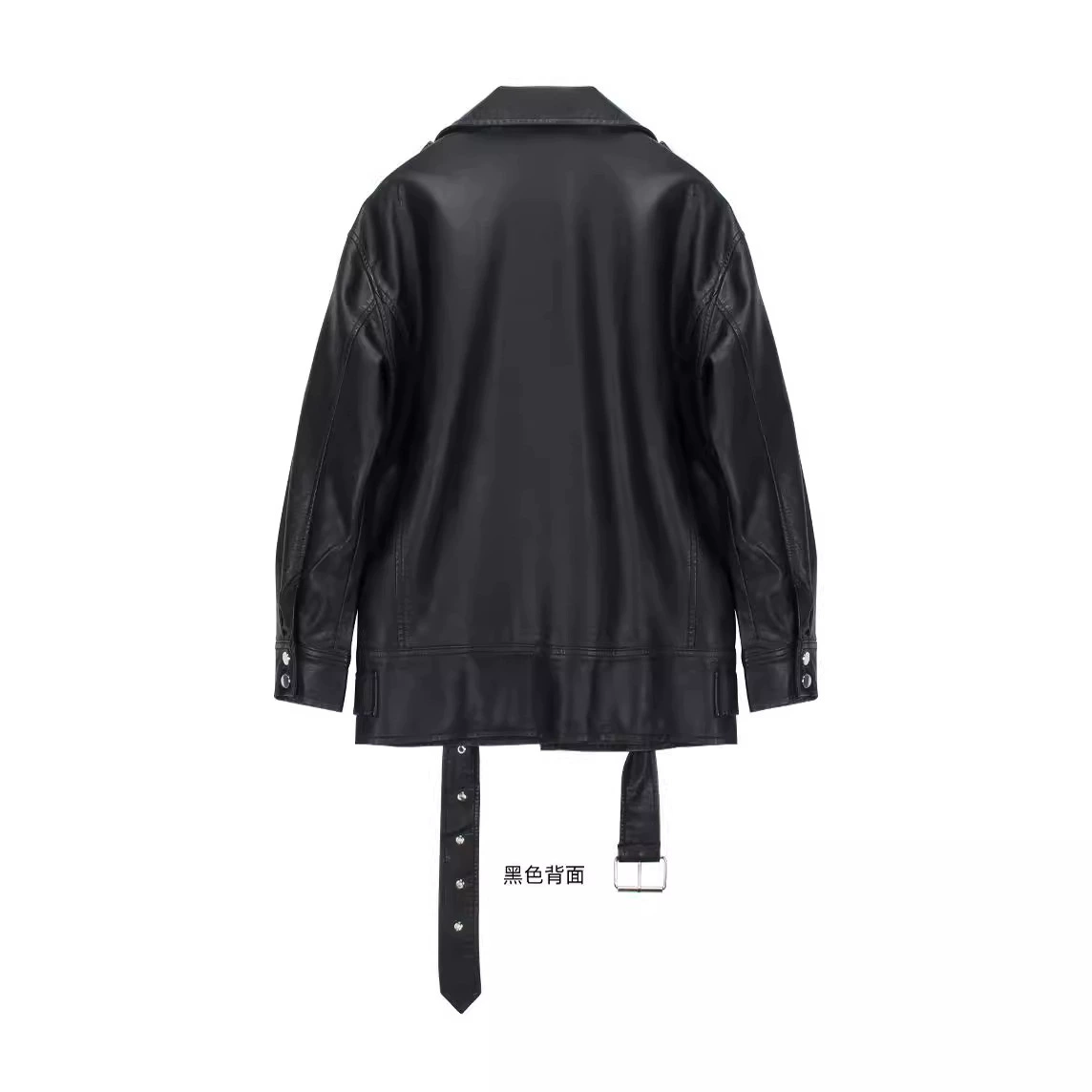 Black long polyurethane jacket, oversize