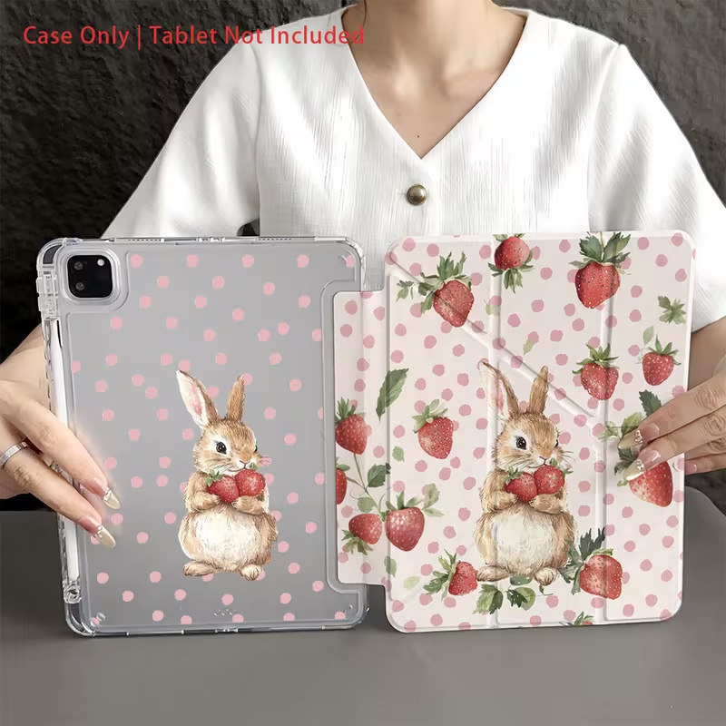 Cross-Border Strawberry Polka Dot Rabbit Protective Case for iPad 10.9/ 10.2inch Tablet 9Th/10Th Generation Air4/5 Cross-Border Strawberry Polka Dot Rabbit Protective Case for iPad 10.9/ 10.2inch Tablet 9Th/10Th Generation Air4/5