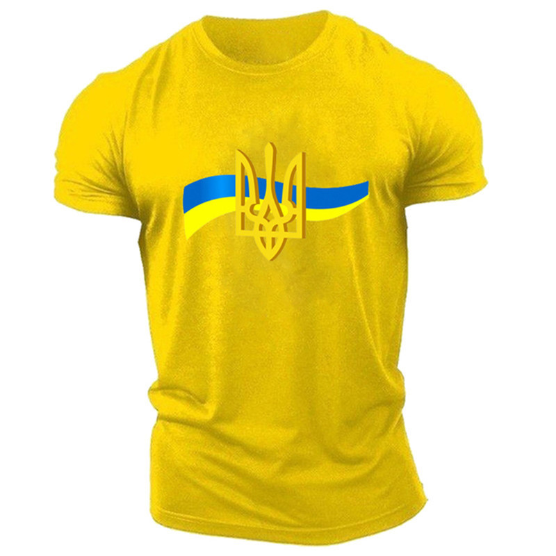 Camiseta de los hombres de Ucrania de manga corta de verano emblema nacional de Ucrania bandera impresa en 3D moda suéter de cuello redondo ropa