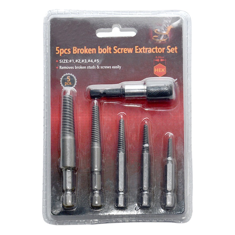 Mango hexagonal Extractor de alambre roto taladro de mano punzonado diapositiva tornillo herramienta de eliminación traje al por mayor tornillo extractor