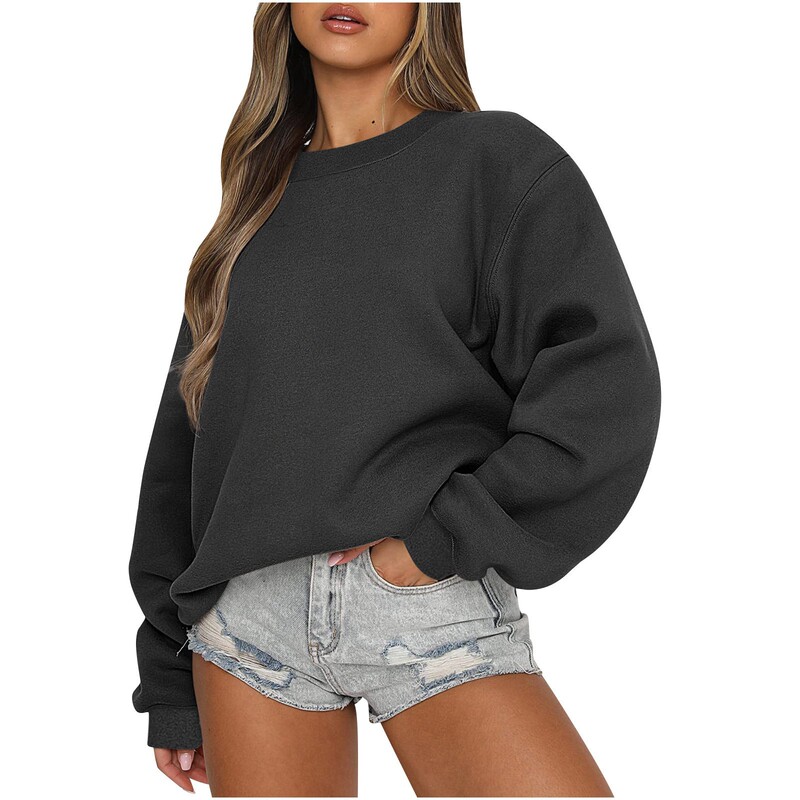Women's 2023 Autumn Fashion Casual Long Sleeve Crewneck Sweatshirt Loose Pullover Hoodie Fleece Y2K