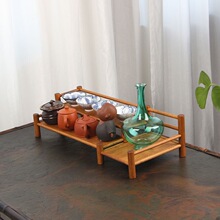 楠竹双层茶杯架二合一杯架凉炉架器具展示紫砂瓷器茶具收纳架通用