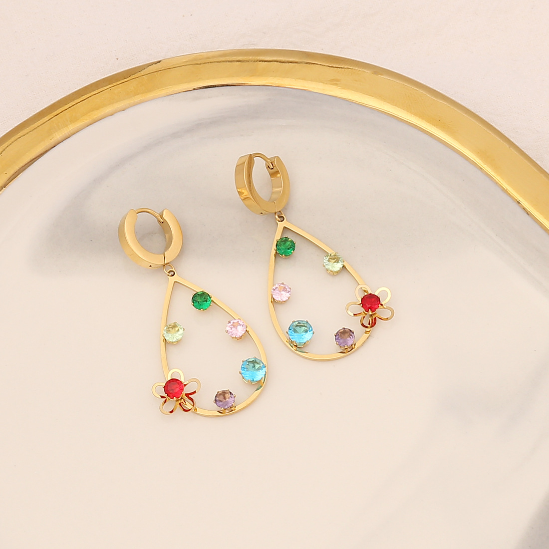 Exaggerated Star Heart Shape Butterfly Stainless Steel Inlay Rhinestones Earrings 1 Pair