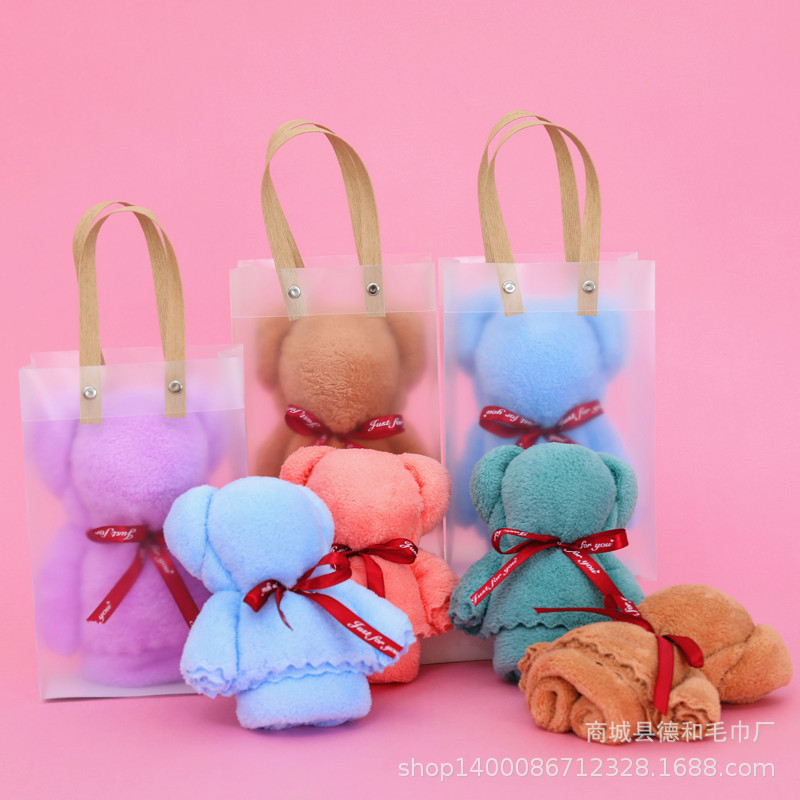 T Coral Velvet Creative Bear Wedding Return Gift Towel Gift Souvenir Towel Company Gift Towel
