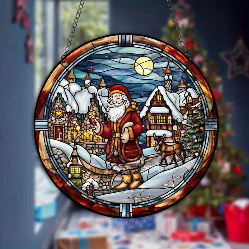 Fabricante de decoración de estilo de Navidad directa, Santa Claus, hombre de pan de jengibre y su casa de pan de jengibre decoración acrílica