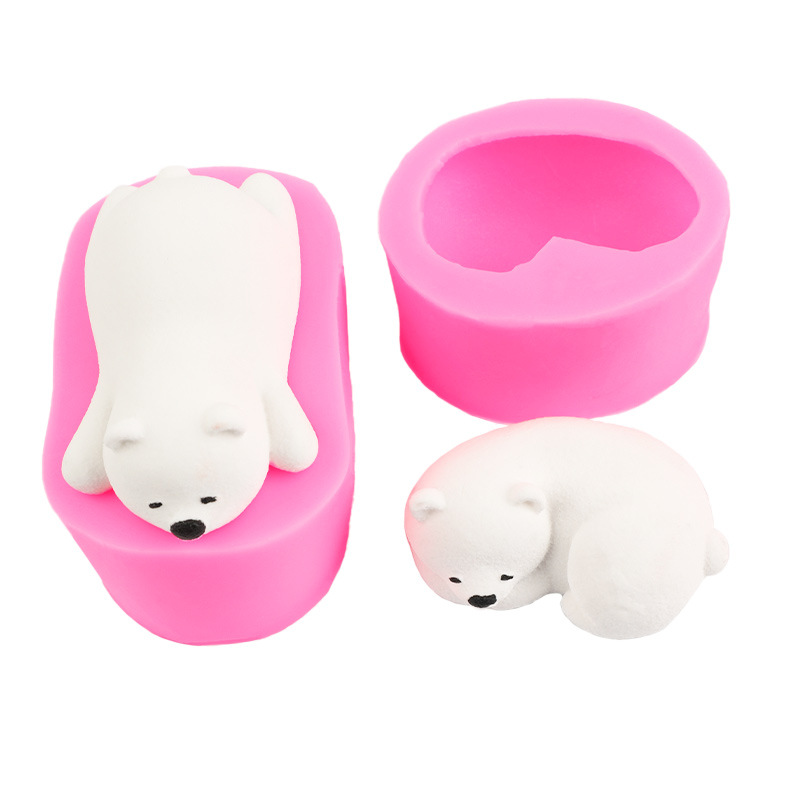 Tres Oso Polar molde de silicona mentira oso creativo pastel chocolate decoración modelo vela aromaterapia epoxi