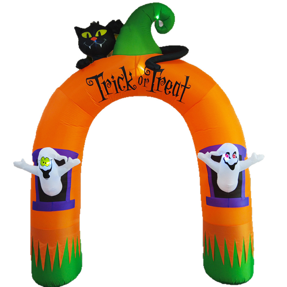 2024 modelo privado nueva decoración inflable al aire libre Halloween 10FT arco inflable fantasma gato negro arco inflable