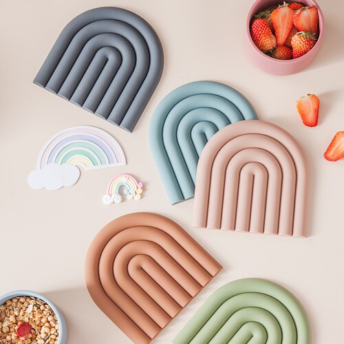 Cross-border Nordic Rainbow Insulated Mat, Thickened Casserole Pad, Irregular-Shaped Coaster, Kitchen Table Mat, Drainage Mat, Silicone Placemat