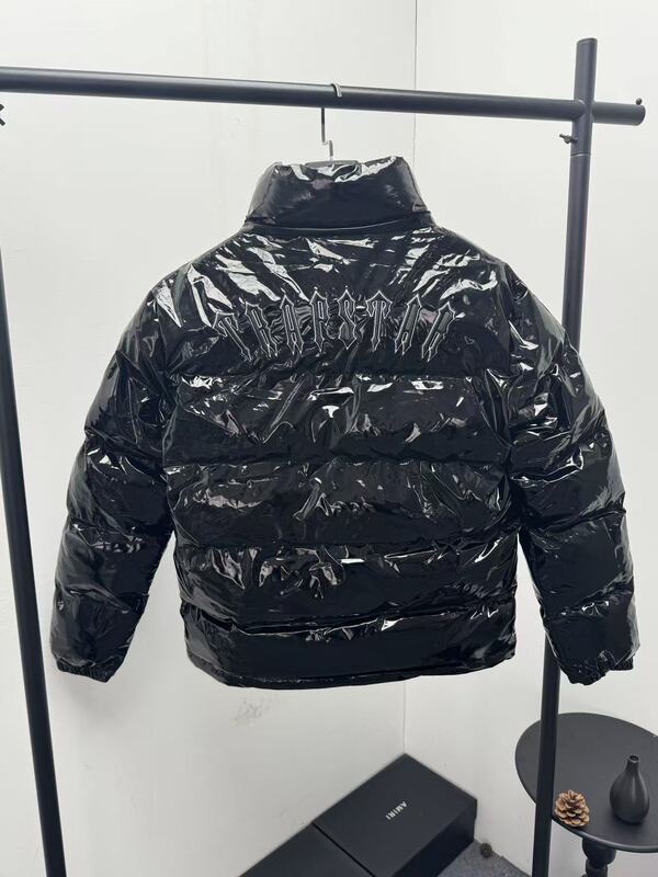 外贸跨境Trapstar新款可拆卸帽亮面PU皮棉服时尚秋冬加厚保暖外套|undefined