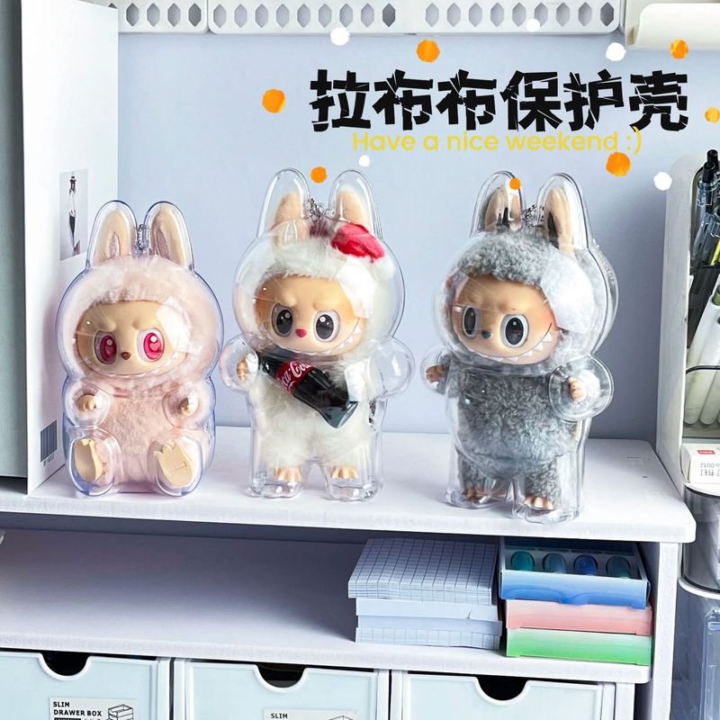 LABUBU布一代二代透明保護シェルマカロン座ってパーティー保護カバー防塵カバー防塵|undefined