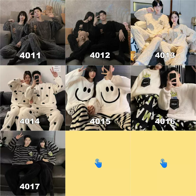 秋冬季爆款情侣法兰绒珊瑚绒睡衣女男士家居服