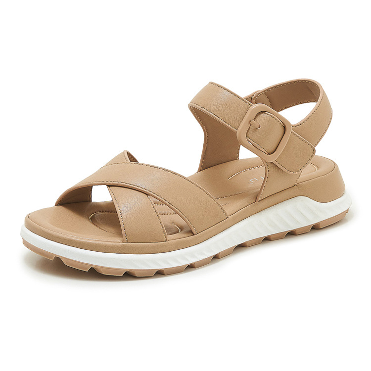 Sandal quai chéo nữ đế dày chống trượt mùa hè — màu nâu, màu đen, màu xám, màu mơ chi tiết 27
