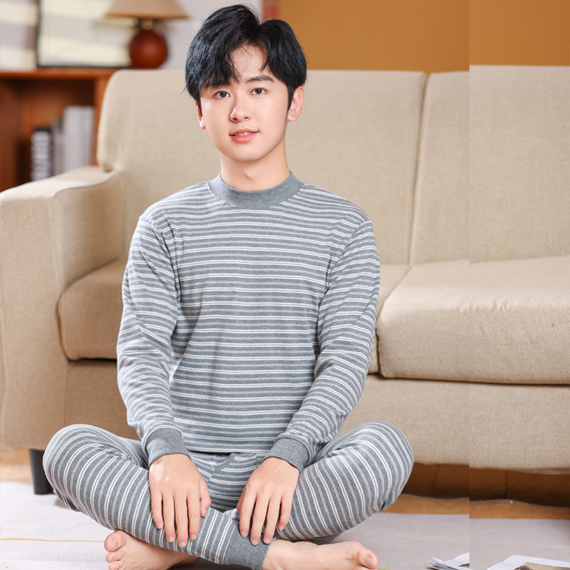 Pantalones de otoño para niños gordos para aumentar el peso pijamas para niños pijamas para niños mayores ropa interior cálida set de algodón