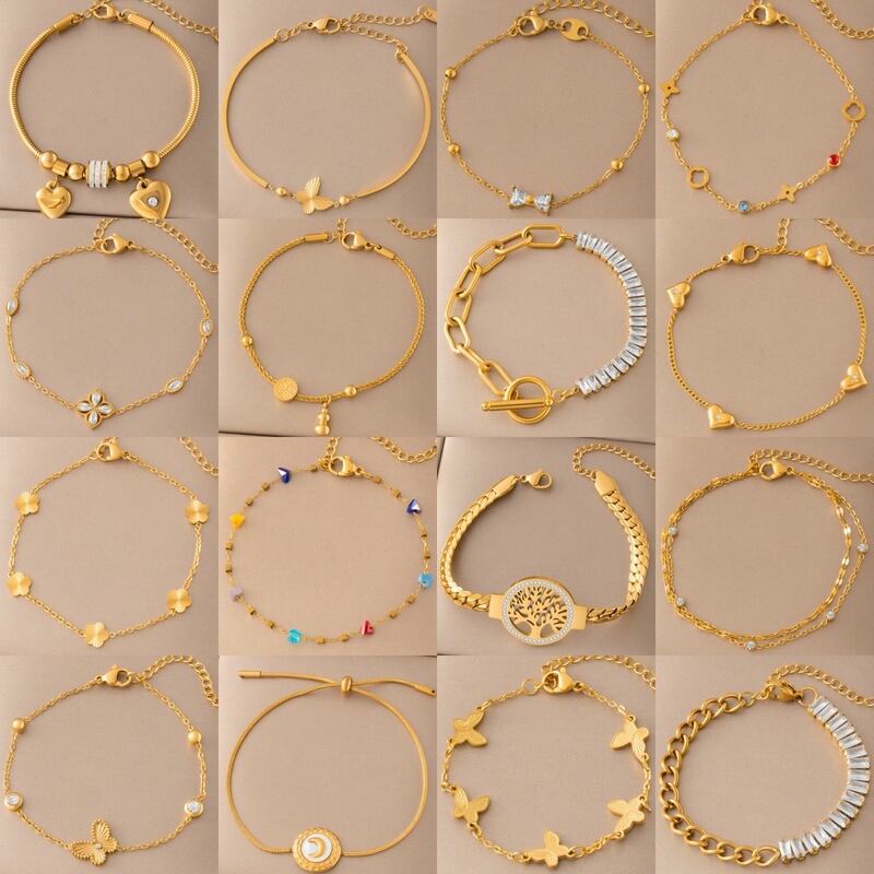 High-Quality Non-Fading Titanium Steel Four-Leaf Clover Love Bracelet, Cross-Border Best-Selling 18K Gold Women's Exquisite and High-End Jewelry
