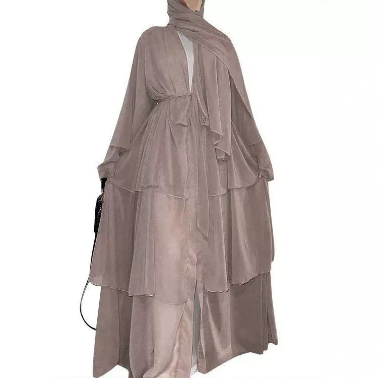 Cross-border Women's Clothing European And American Fashion Middle Eastern Style Spliced Three-layer Chiffon_ecoleips.com