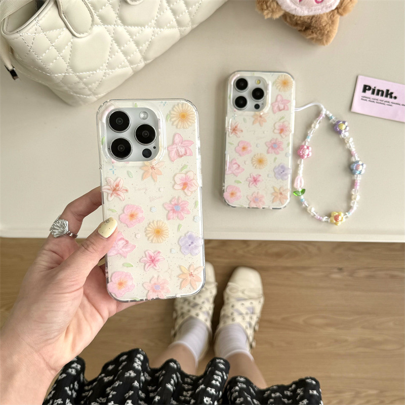 Spring Style Full-Screen Colorful Flower Chain Case Suitable for iPhone 17, Apple 16 Pro Max/14/15, New Model Spring Style Full-Screen Colorful Flower Chain Case Suitable for iPhone 17, Apple 16 Pro Max/14/15, New Model