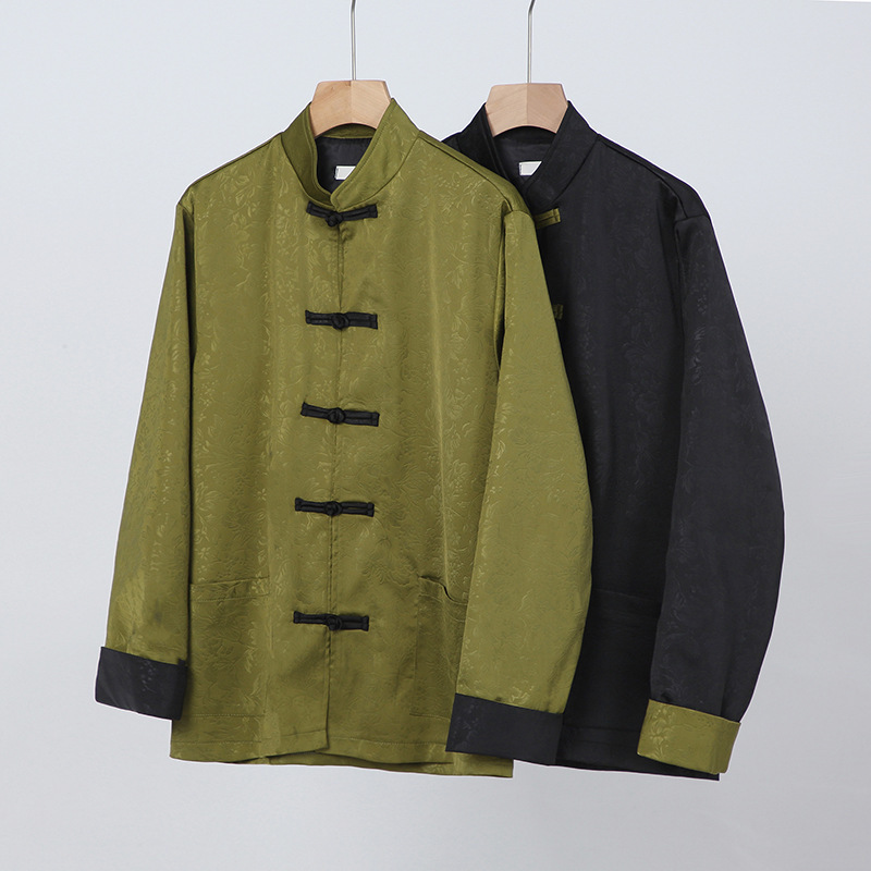 Hanging racket tile men's Jacquard 2024 spring new Chinese wedding plate buckle stand collar Tang suit Hanfu jacket jacket