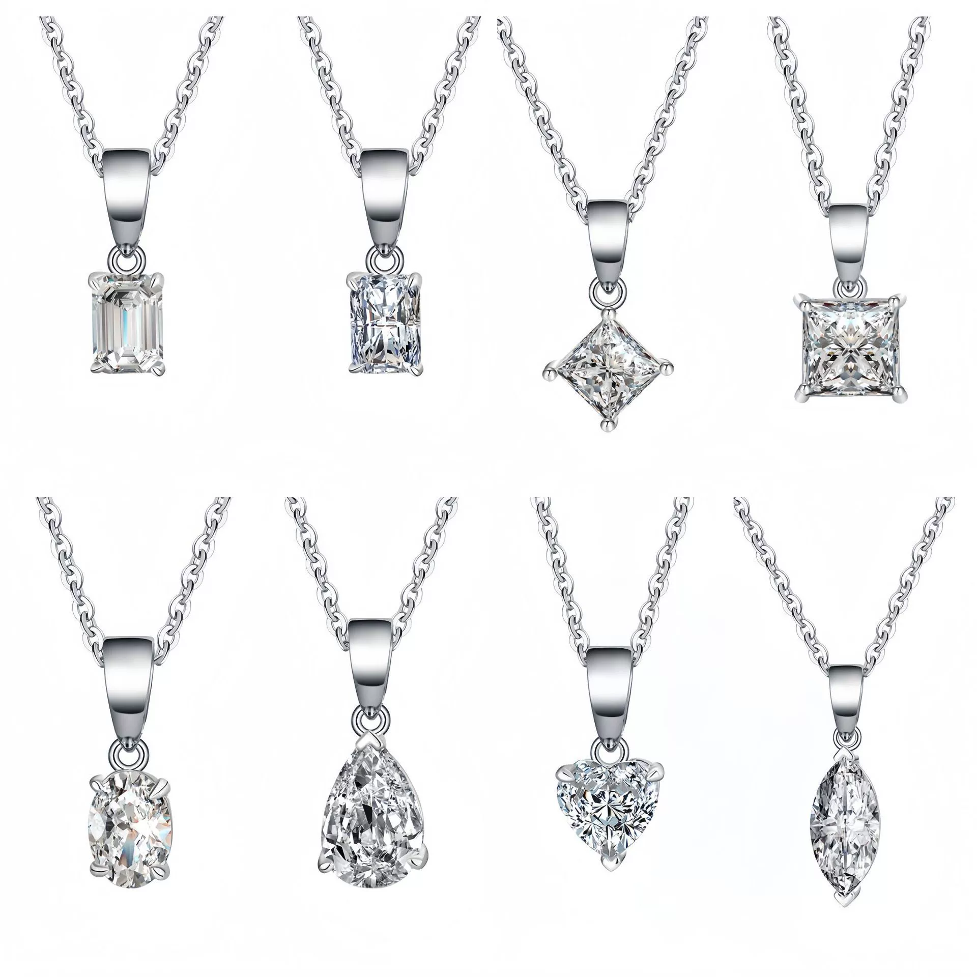 Трансграничный новый легкий экстравагантный высокий изумрудный прямоугольный конский глаз подвеска s925 стерлингового серебра моассанитовое ожерелье оптом