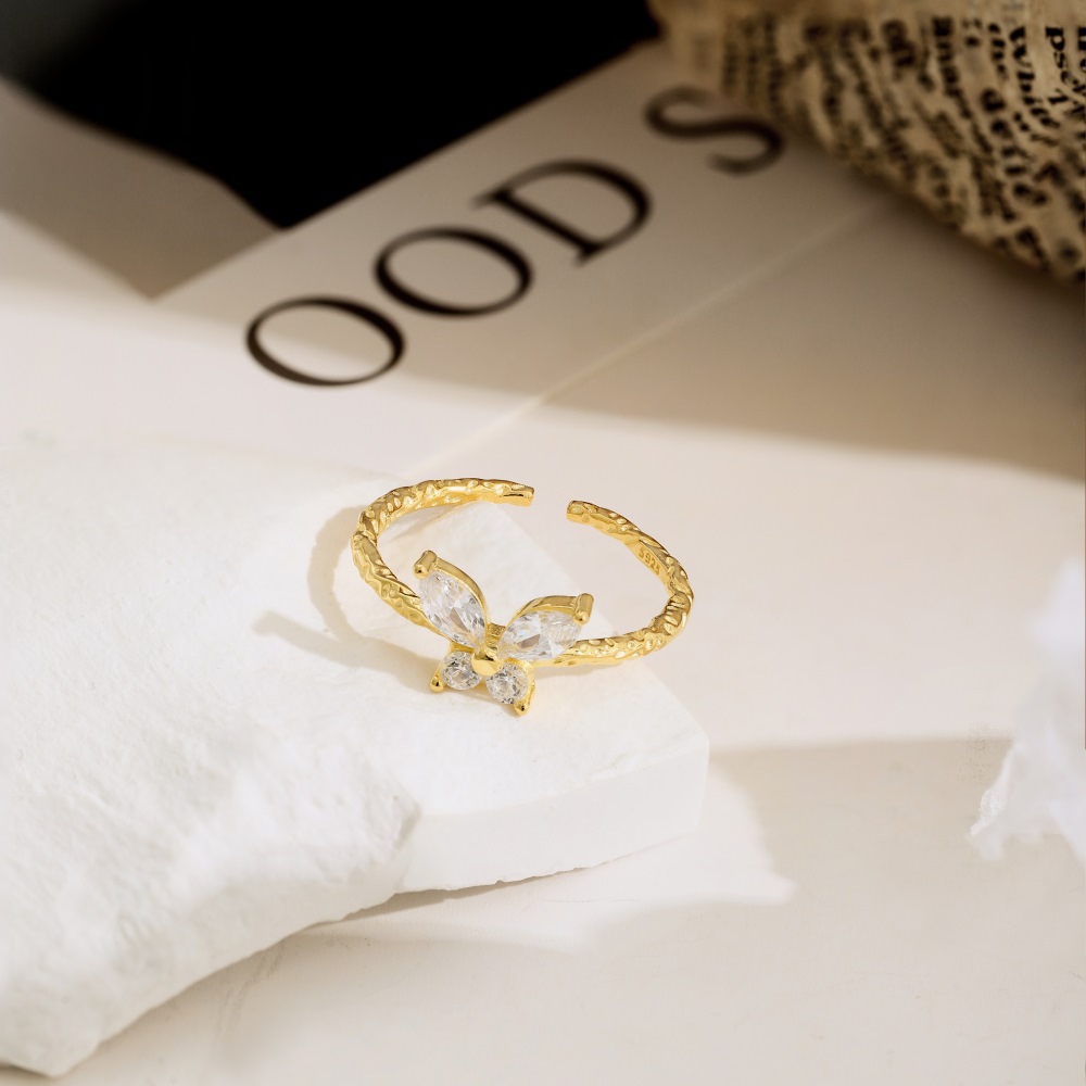 4g Weight Zircon Inlay Material Rings Classification 1 Piece Quantity Holiday, Daily Occasion 925 Sterling Silver Material U Shape, Insect Pattern Women's Gender Inlay Design Simple Style, Classic Style Style 925 Sterling Silver Zircon U Shape Insect Rings 4