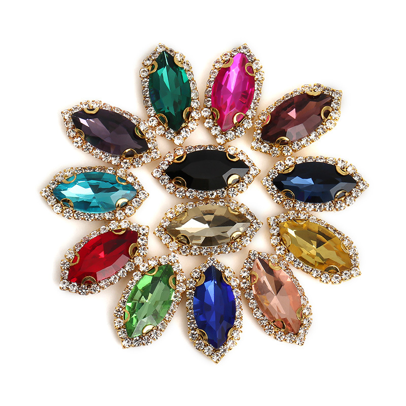 Ojo de caballo, borde, garras, taladro perforado, taladro cosido a mano, soporte inferior grueso, tocado, equipaje, accesorios de ropa, hebilla de cristal de ojo de caballo