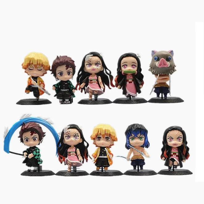 10 фигурок из аниме "Истребитель демонов": Танджиро, Незуко, Руй, Шоудзиро, Ичиёши, Зенитсу, куклы и украшения