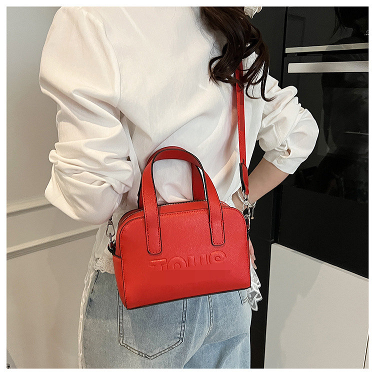 Bolso de mano con letras transfronterizas para mujer bolso Boston de gran capacidad color puro estilo occidental retro cuero suave temperamento moda bolso diagonal
