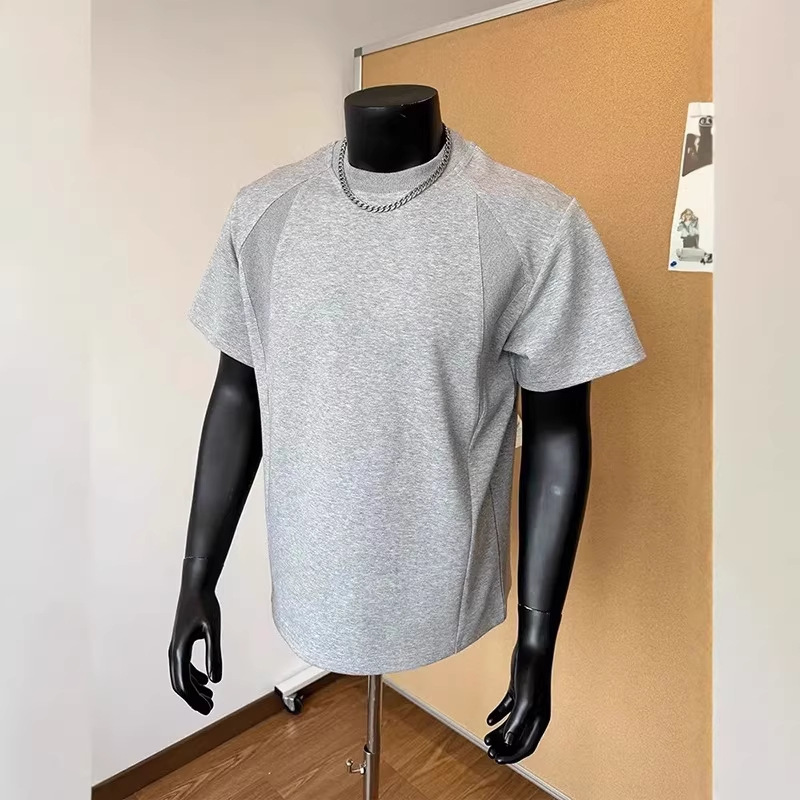 Men's Premium Heavyweight T-Shirt – Structured Shoulder Retro Design With Ribbed Neckline & Breathable Polyester_voghion.com