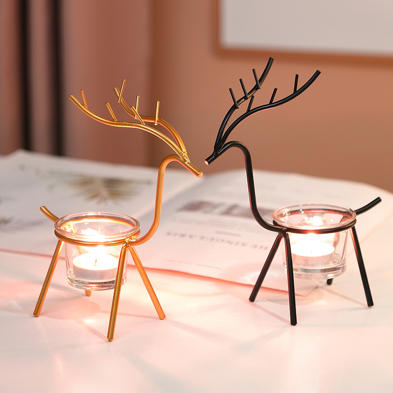 Modern Iron Candlestick Romantic Retro Home Hotel Dining Table INS Romantic Candlelight Dinner Decor Candlestick Ornament