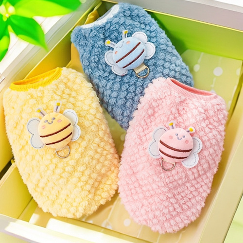 Cartoon Puppy Flannel Warm Cat Teacup Dog Small Breast Dog Cat Teddy Clothes Dog Vest Pet Supplies