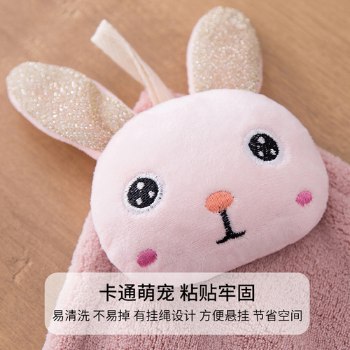 Hand Towel Coral Fleece Kitchen Thick Absorbent Quick Dry Towel Bathroom Cartoon Cute Large Cleaning Cloth