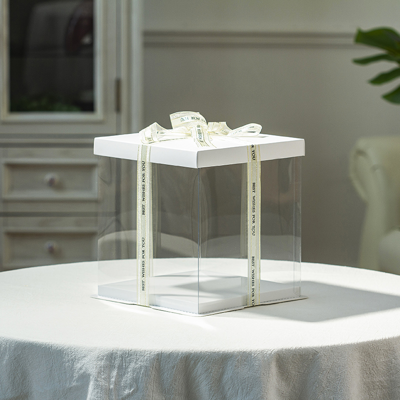 Caja de pastel de cumpleaños transparente 4 pulgadas 6 pulgadas 8 pulgadas 10 pulgadas 12 caja de horneado de globos rojos de doble altura