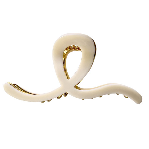 Metal claw high-end French gentle cream series back hair bun shark clip with abundant hair volume