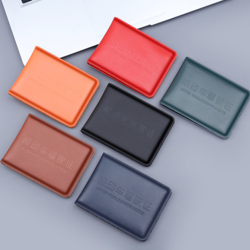 Carnet de conducir de cuero cubierta de tarjeta cubierta de tarjeta de piel de vaca cubierta de tarjeta de mujer carnet de conducir de automóvil cubierta de cuero carnet de conducir