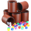 Custom large brown PU leather dice cup game quiet velvet sieve cup color transparent dice source factory