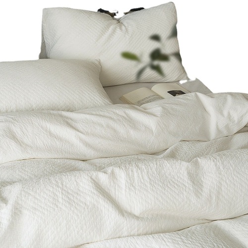 Original ecological non-bleaching and dyeing Class A raw cotton jacquard pure cotton four-piece set simple cotton skin-friendly quilt cover bedding