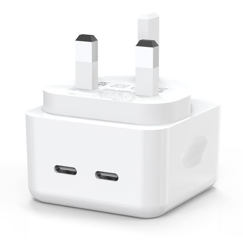 Aplicable a iPhone14 cargador de Apple PD35W/35W cabeza de carga estándar británico PD carga rápida cabeza doble USB-C interfaz
